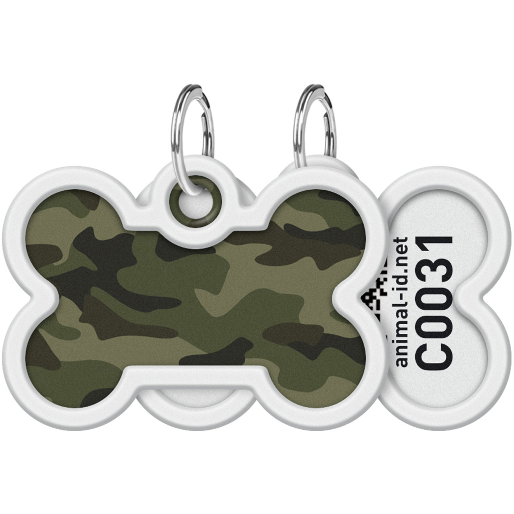 Адресник для тварин WAUDOG Smart ID з QR паспортом "Камо зелений", кістка 40х28 мм (0640-0205) - зображення 1