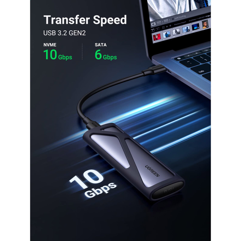 Кишеня зовнішня Ugreen SSD M.2 (NVME) M-KEY UGREEN 3.2 GEN2 CM400 gray (90264) - зображення 5