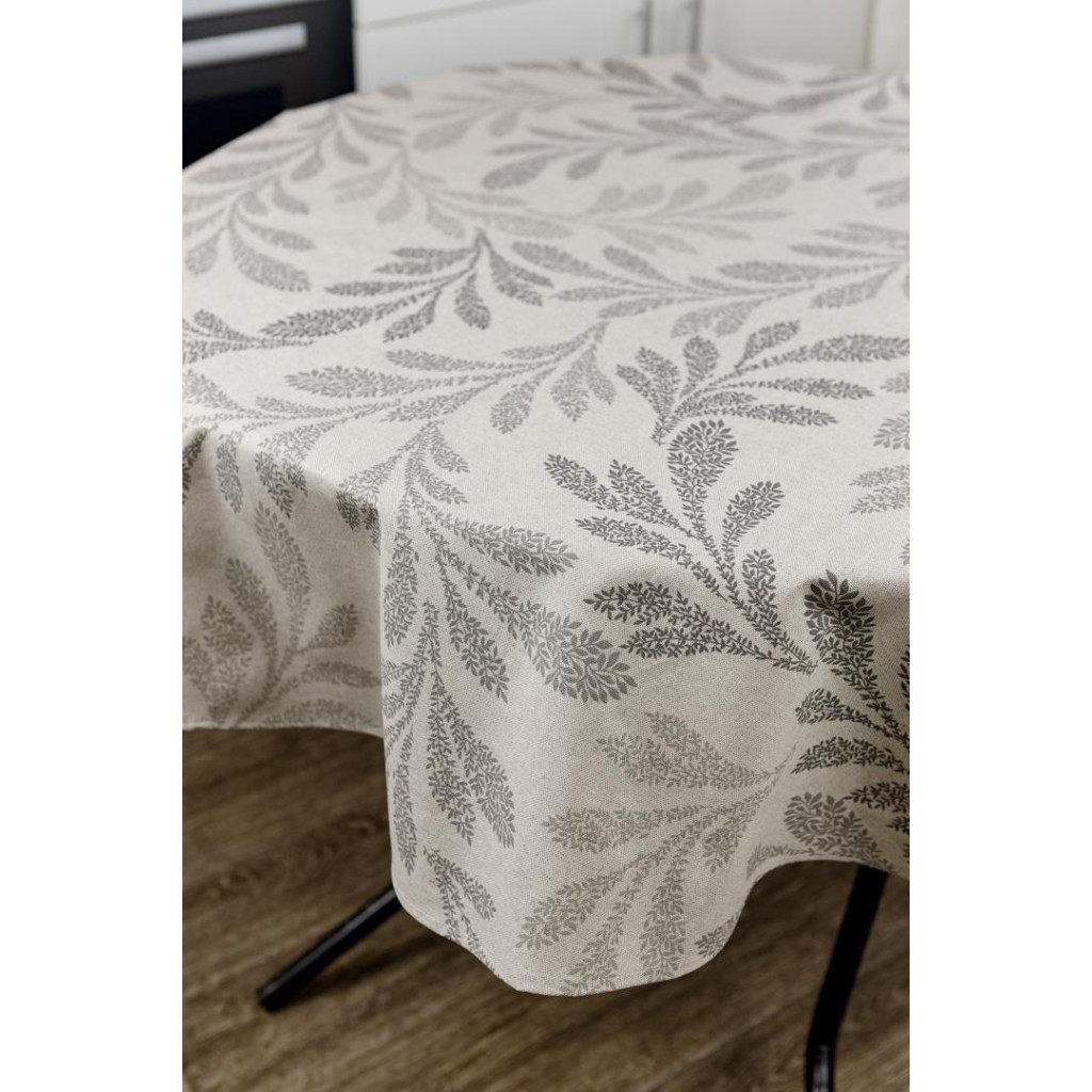 Скатертина Прованс непромокаюча Simfoni Сіре листя на натюрель D-136 см (033615) - зображення 4