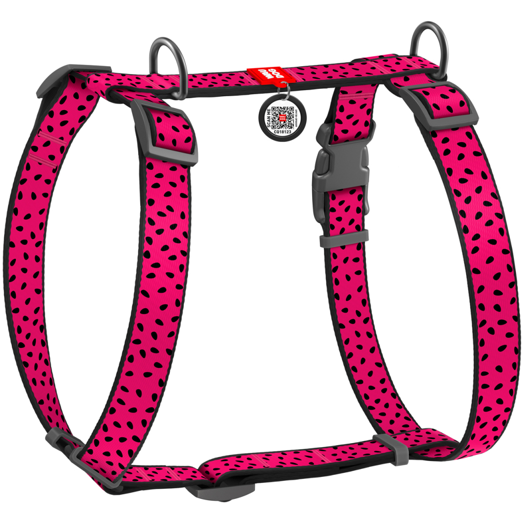 Шлея для собак WAUDOG Nylon з QR паспортом анатомічна H-подібна "Кавун" M (5561) - зображення 1