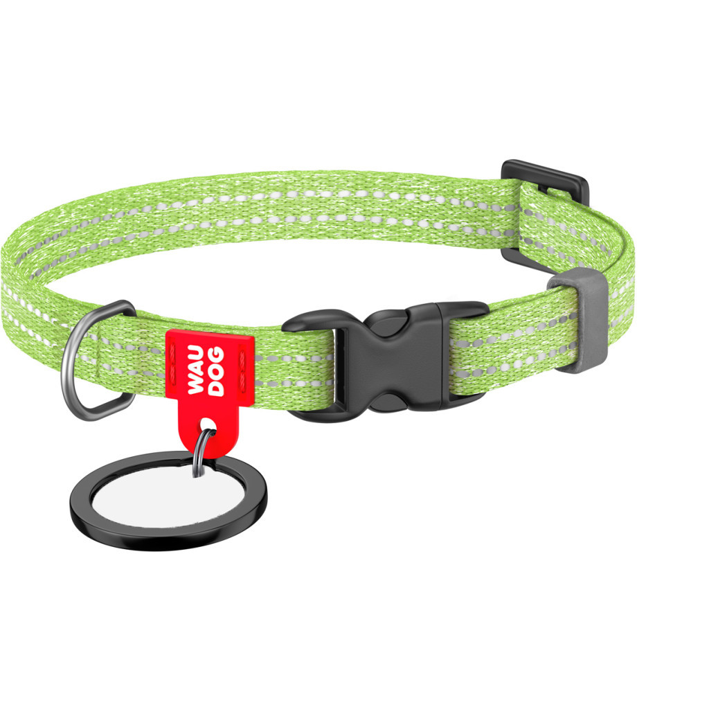 Нашийник для тварин WAUDOG Re-cotton з QR паспортом для котів та дрібних порід собак XS салатовий (16405) - зображення 1
