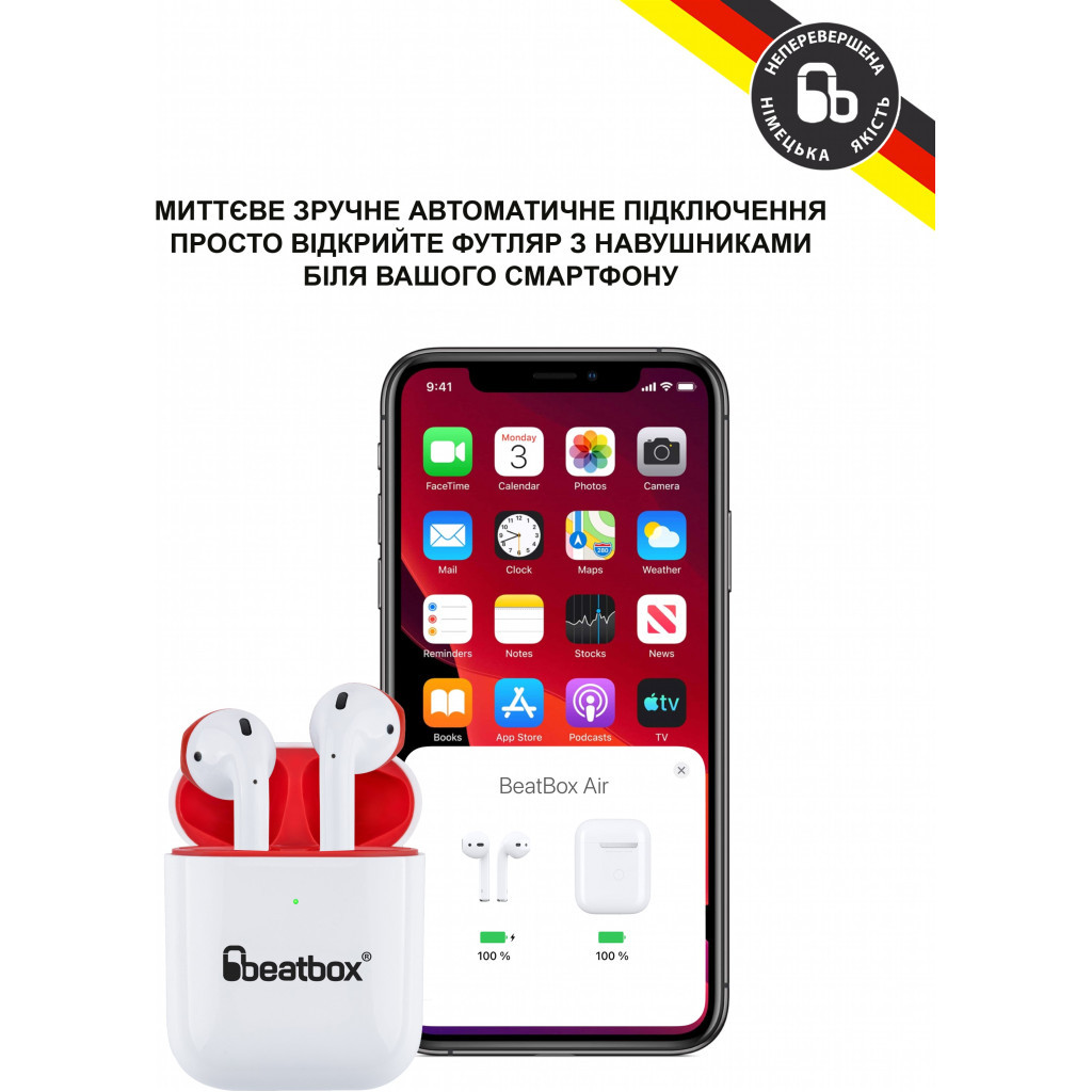 Навушники BeatBox PODS AIR 2 Wireless Charging White-Red (bbpair2wcwr) - зображення 3