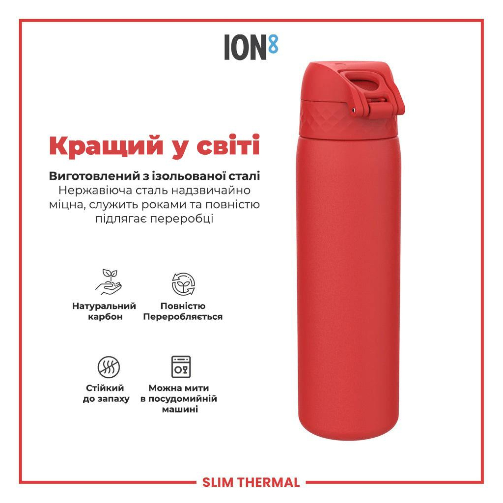 Пляшка для води ION8 OneTouch Vacuum Insulated 500 мл Red (I8TS500Red) - зображення 6