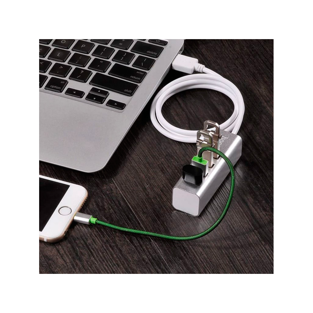 Концентратор HOCO USB 2.0 to 4xUSB Line machine HB1 Silver (6957531038146) - зображення 5