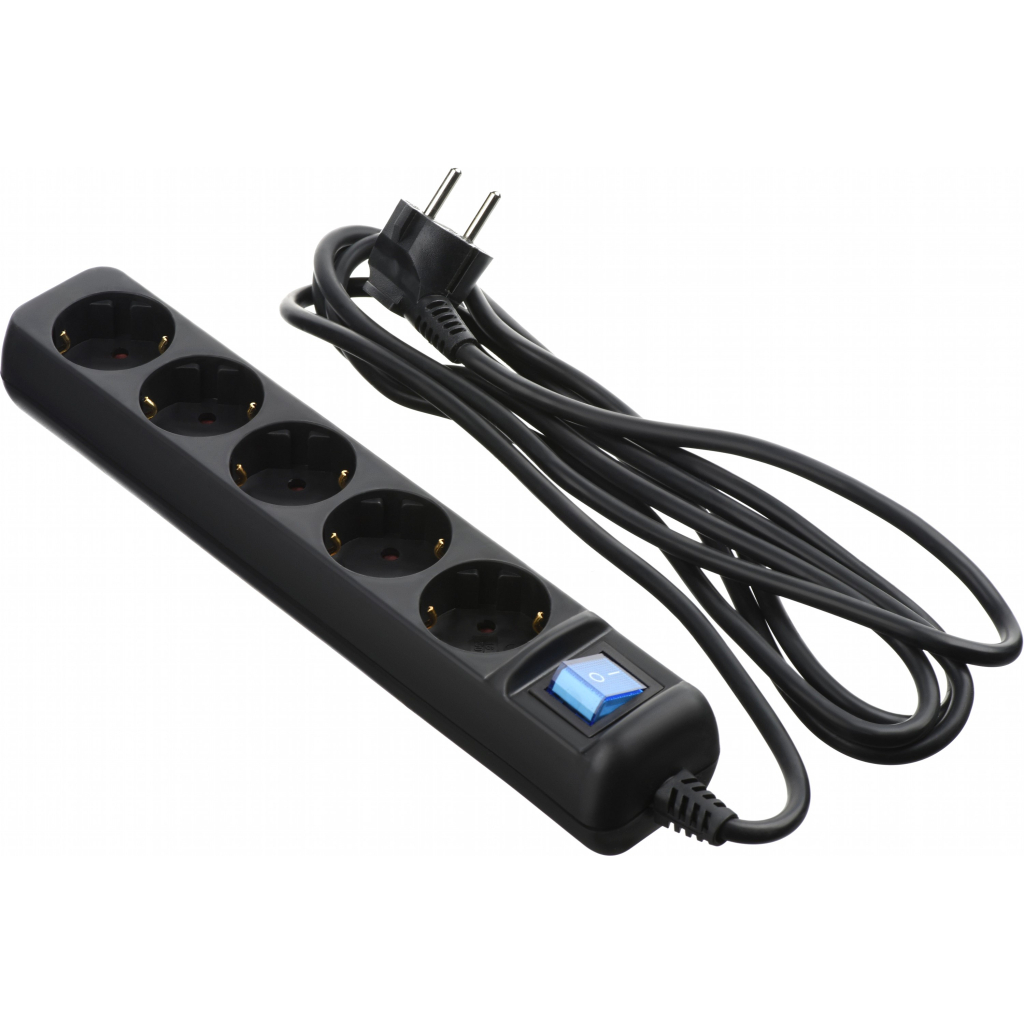 Мережевий фільтр живлення 2E 5xSchuko, 3м black (2E-U05ESM3BK) - зображення 1