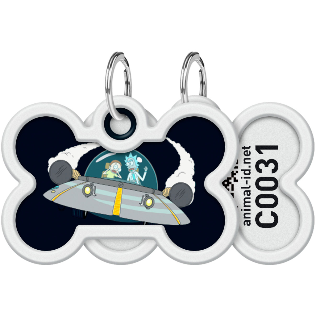 Адресник для тварин WAUDOG Smart ID з QR паспортом "Рік і Морті 1", кістка 40х28 мм (231-0280) - зображення 1