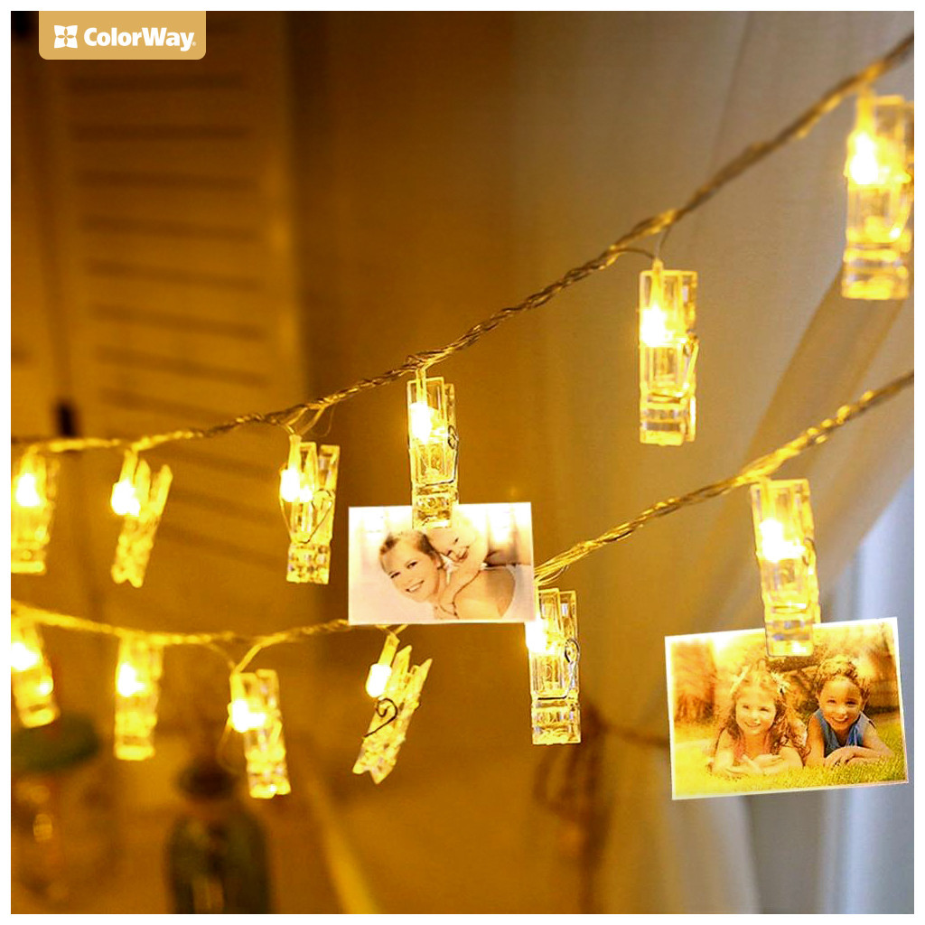 Гірлянда ColorWay Світлодіодна з прищіпками для фото 20 LED / 3 м USB (CW-LCP-20L30BU) - зображення 6