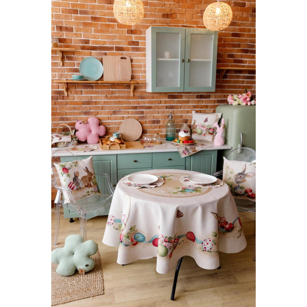 Скатертина Прованс гобеленова Великодня Веснянка D-136 см (034147) - зображення 5
