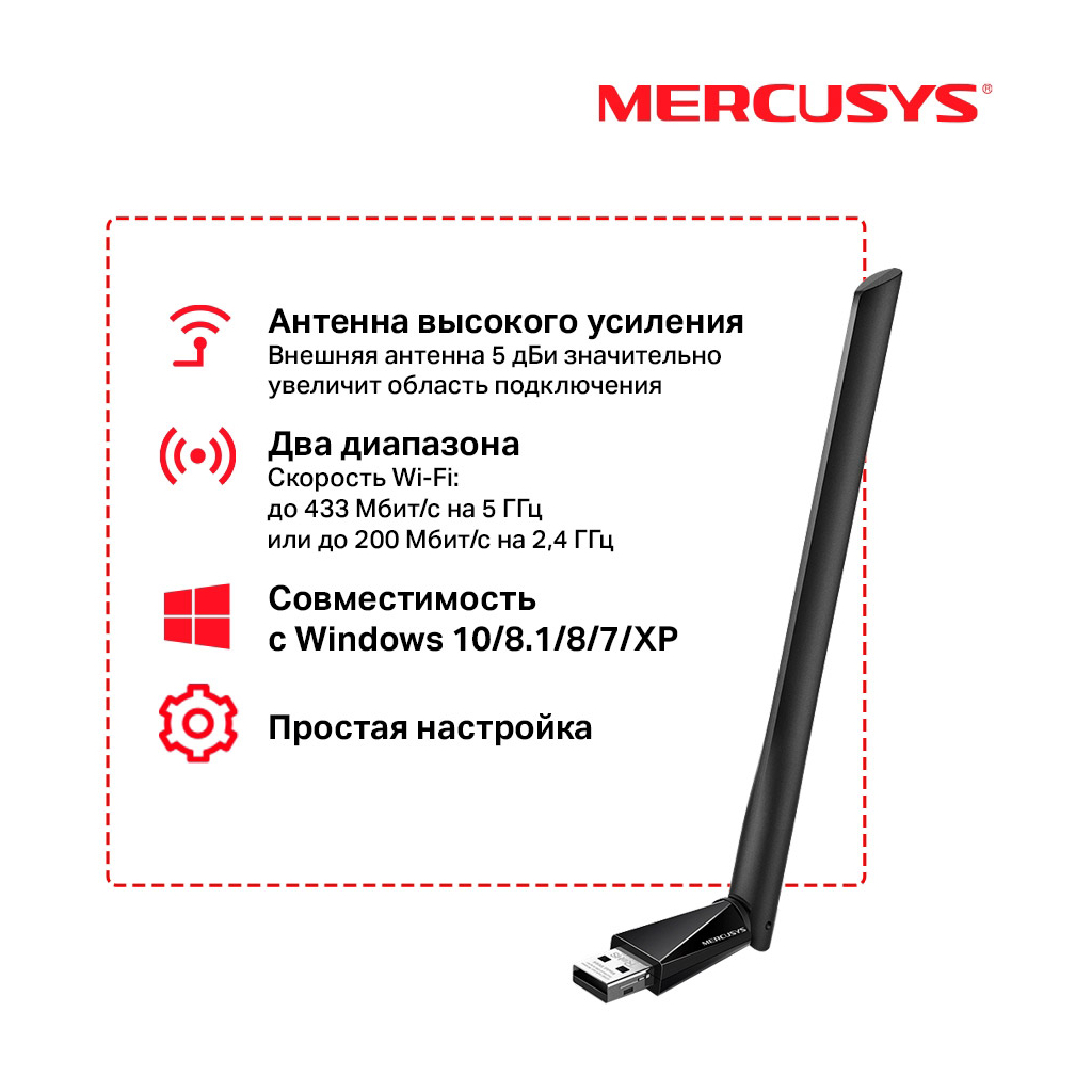 Мережева карта Wi-Fi Mercusys MU6H - изображение 6