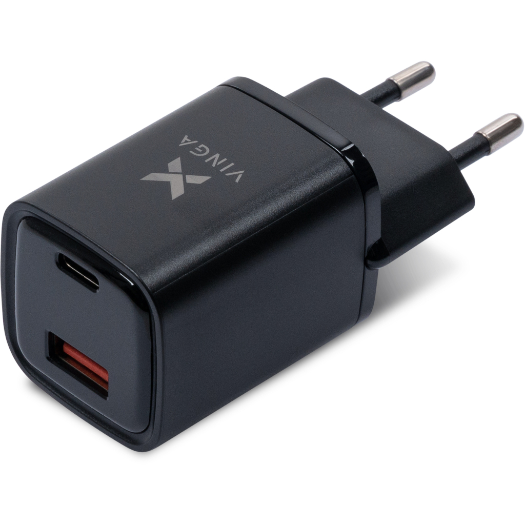 Зарядний пристрій Vinga USB-C PD30W + USB-A QC30W Display 33W Max (VCR30ACDB) - зображення 2