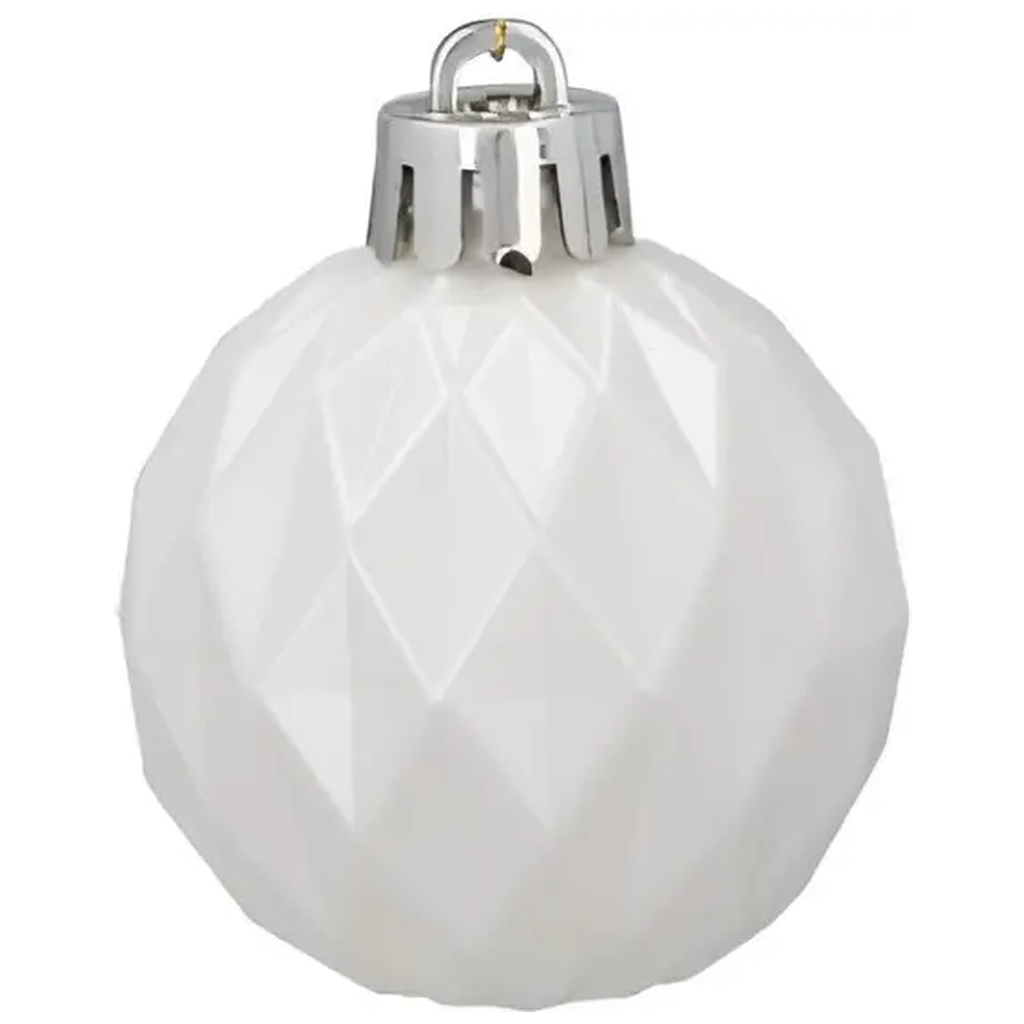 Ялинкова іграшка Chomik пластикові кульки 16 шт, 4 см, сріблясті і біли (5900779877351_3) - зображення 4