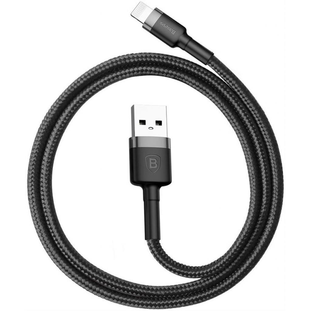 Дата кабель USB 2.0 AM to Lightning 0.5m Cafule 2.4A grey+black Baseus (CALKLF-AG1) - зображення 4