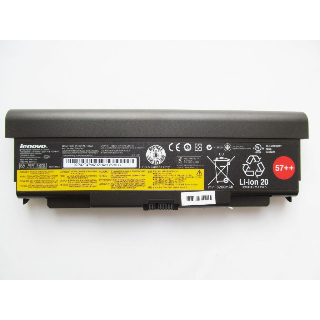 Акумулятор до ноутбука Lenovo ThinkPad T440p (57++, 45N1151), 9210mAh (100Wh), 9cell, 10.8V (A47445) - зображення 1