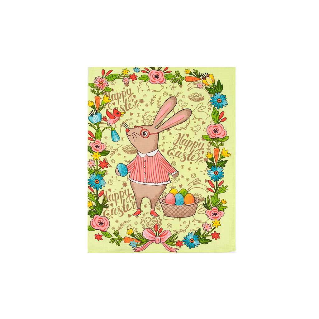 Рушник Руно Набір вафельних Великодній Зайчик салатовий 45х60 см 3 шт (710Т_Пасхальний Зайчик салатовий) - зображення 2