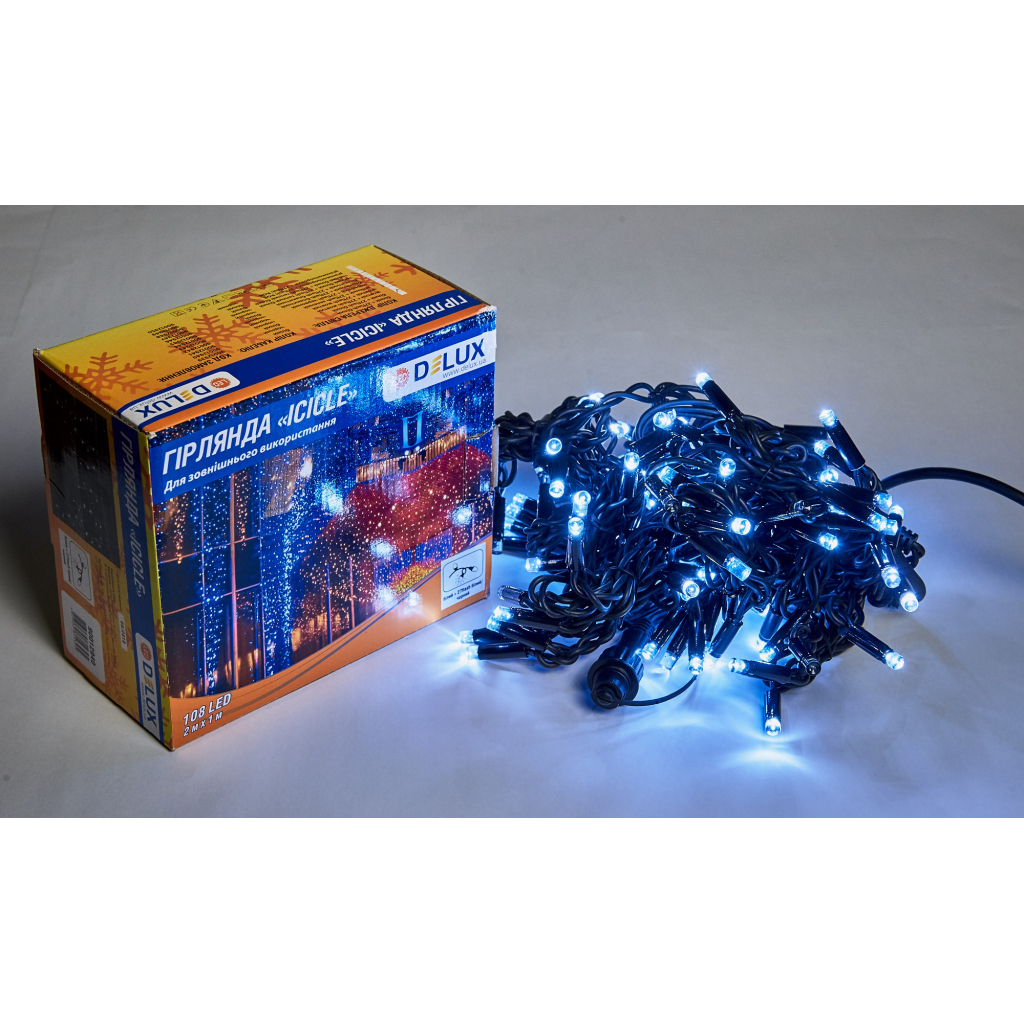 Гірлянда Delux ICICLE flash 108LED 2 х 1 м білий / чорний IP44 EN (90012940) - зображення 2