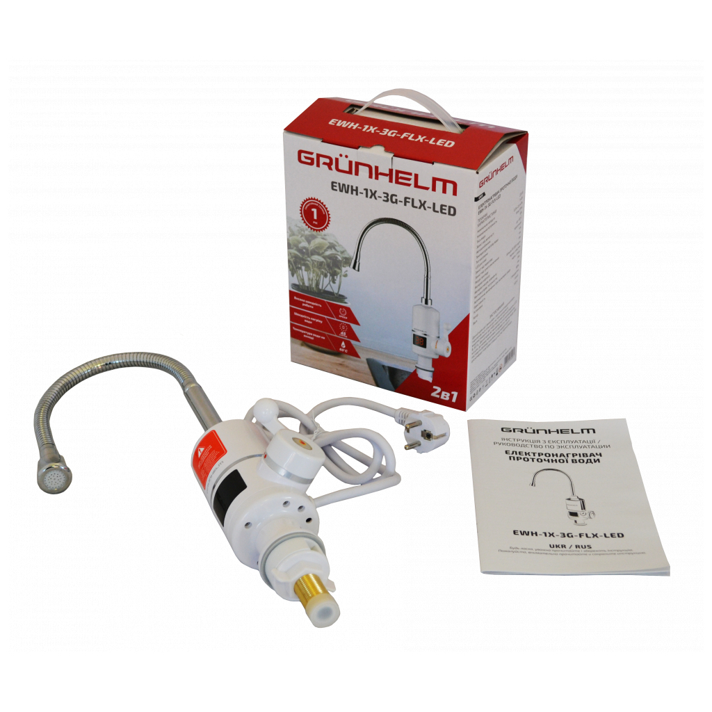 Проточний водонагрівач Grunhelm EWH-1X-3G-FLX-LED - зображення 7