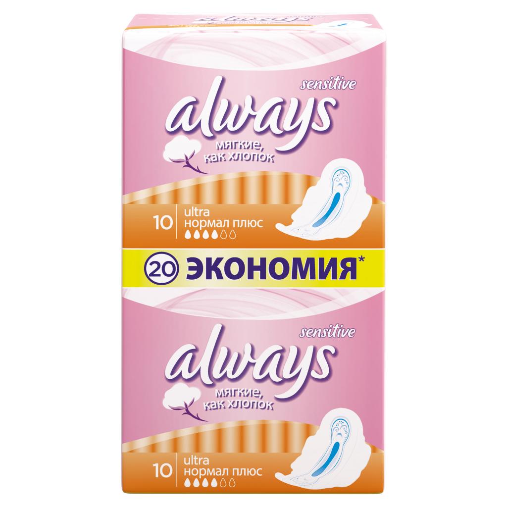 Гігієнічні прокладки Always Ultra Sensitive Normal Plus 20 шт (4015400069980) - зображення 2