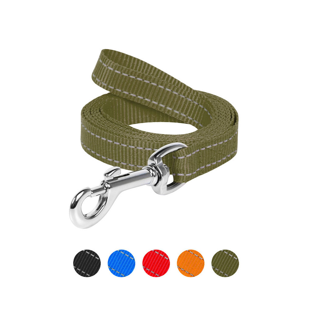 Повідець для собак Dog Extreme з нейлону Ш 25 мм Д 150 см хакі (046731) - зображення 1