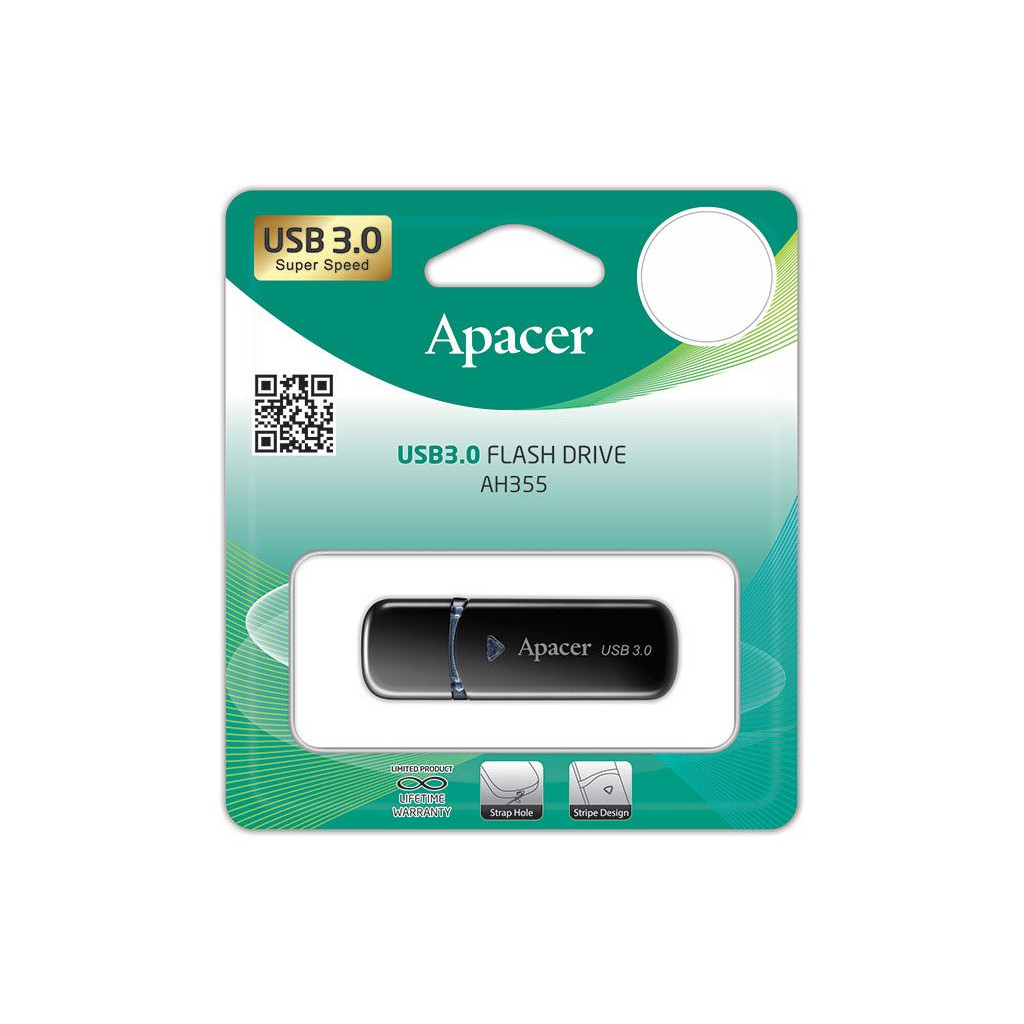 USB флеш накопичувач Apacer 32GB AH355 Black USB 3.0 (AP32GAH355B-1) - зображення 4