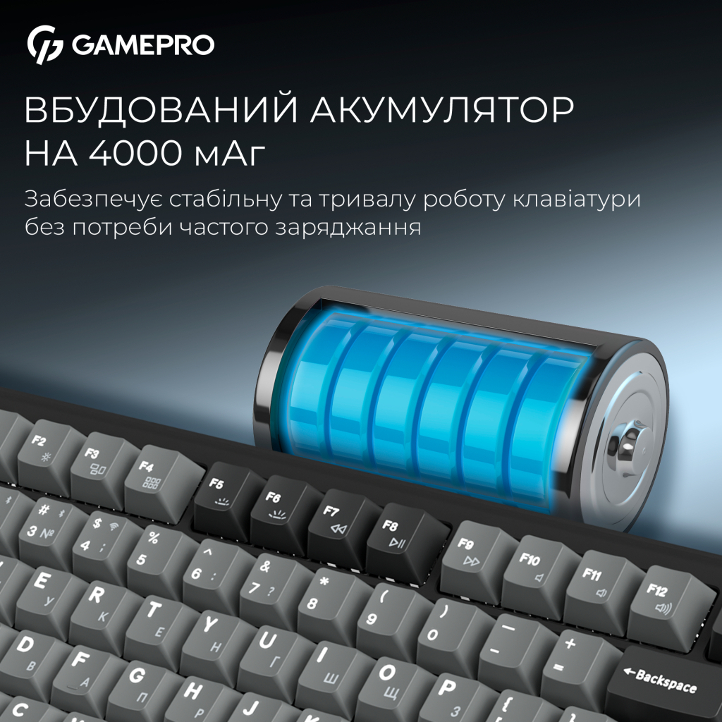 Клавіатура GamePro Asgard Yord Wireless/Bluetooth/USB UA Black (MK266BK) - зображення 11