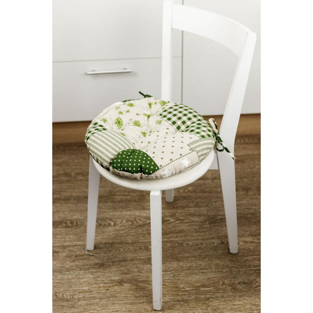 Подушка на стілець Прованс Печворк зелений Господиня D-40 см (4823093451247) - зображення 3