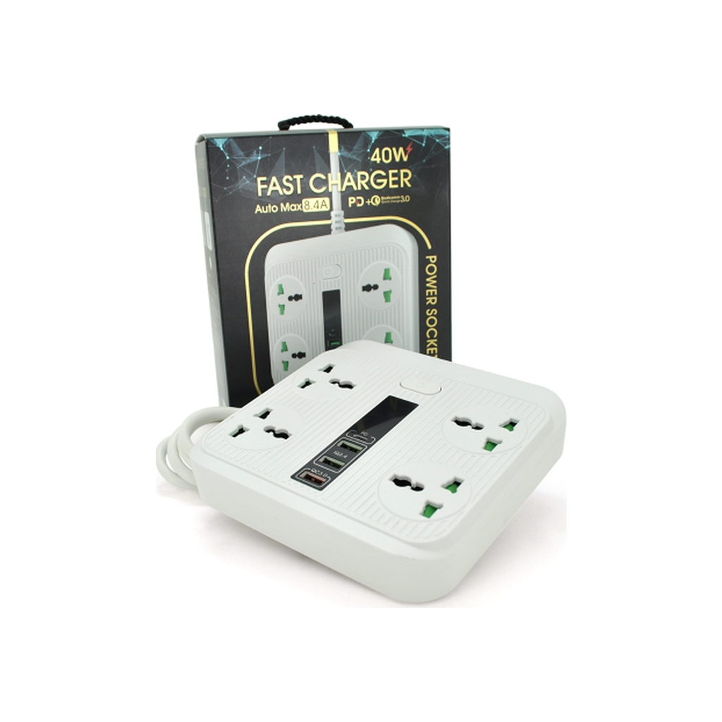 Мережевий фільтр живлення Voltronic TВ-Т18, 4роз, 2*USB+PD White (OS-Т18-White) - зображення 2