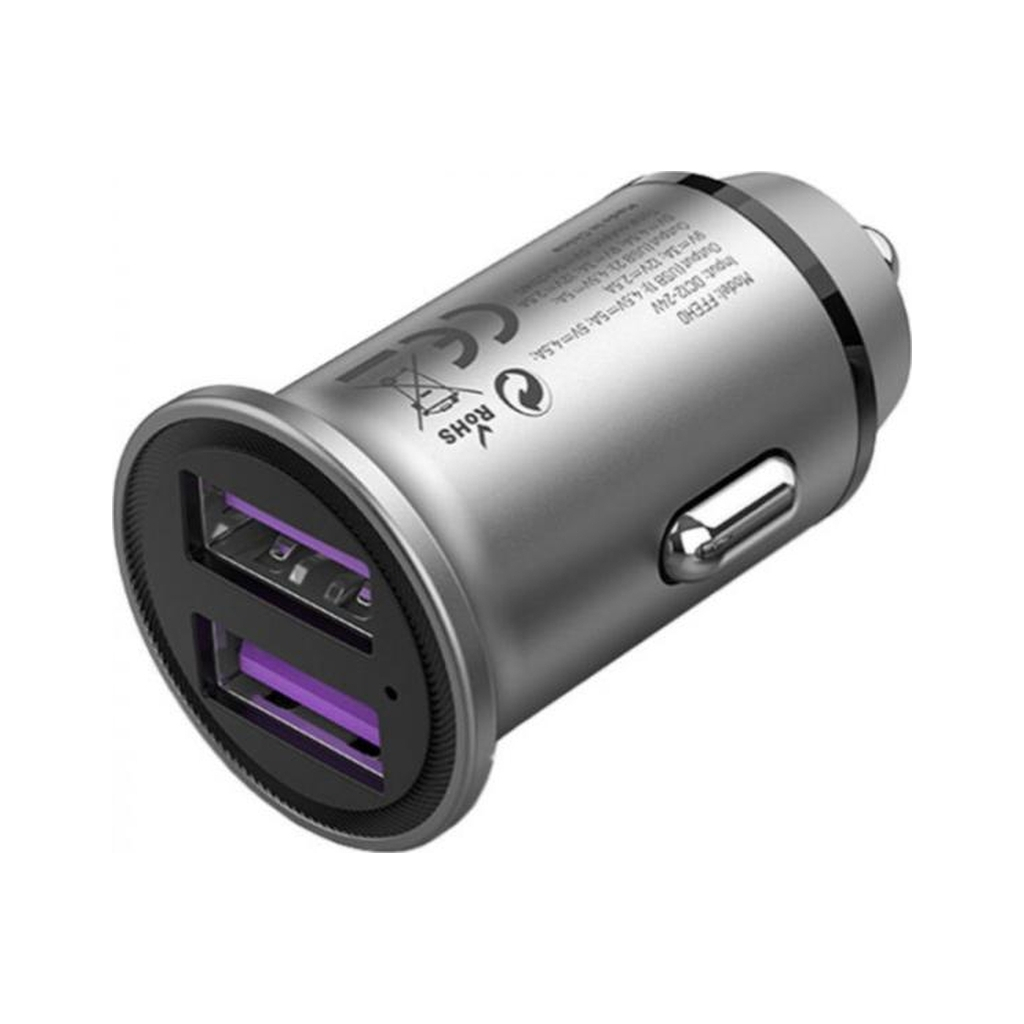 Зарядний пристрій Vention 2USB-A 30W QC3.0 Gray Mini Style Aluminium Alloy Type (FFEH0) - зображення 2
