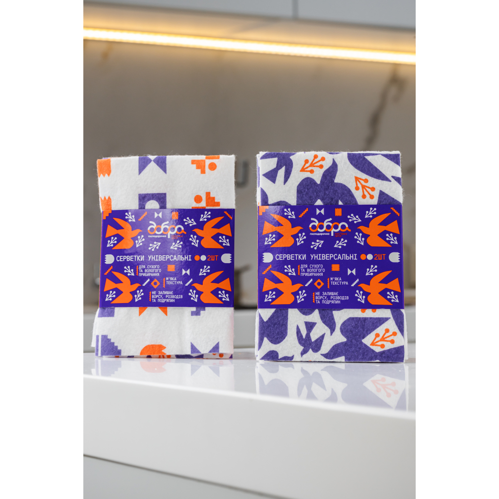 Серветки для прибирання Добра Господарочка Колекція Вибійка Універсальні Білі з принтом 2 шт. (4820086524032) - зображення 3