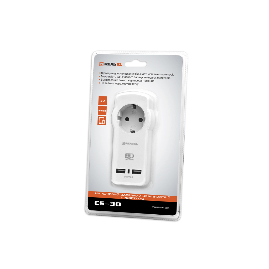 Зарядний пристрій REAL-EL 2*USB 15W (CS-30) - зображення 2