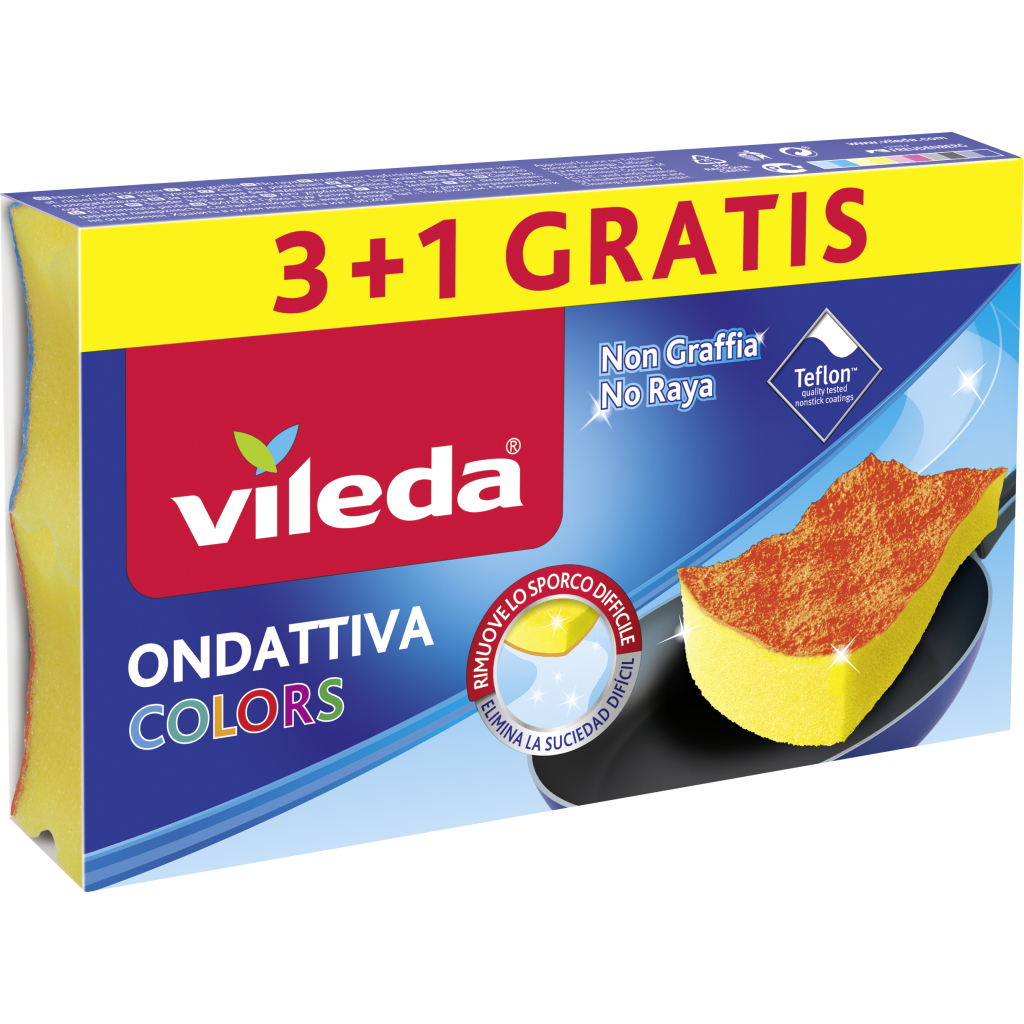 Губки кухонні Vileda Pur Active Colors для тефлону 4 шт. (4023103208049) - зображення 2