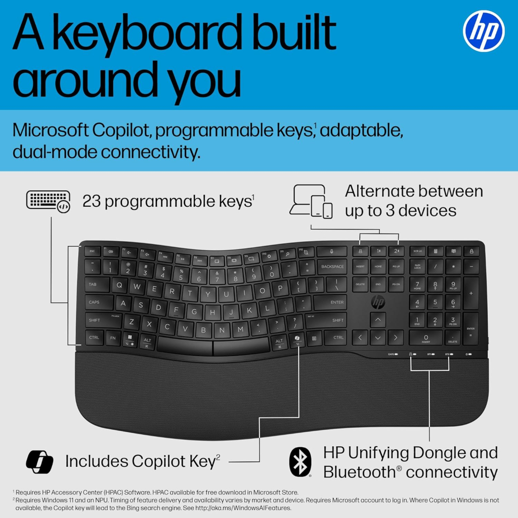 Клавіатура HP 680 Comfort Dual-Mode UA Black (8T6L8AA) - зображення 2