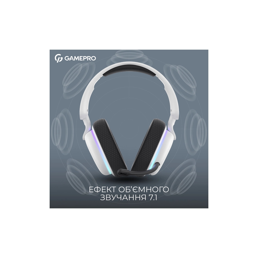 Навушники GamePro Asgard Bragi 7.1 RGB Tri-Mod White (HSW250W) - зображення 9