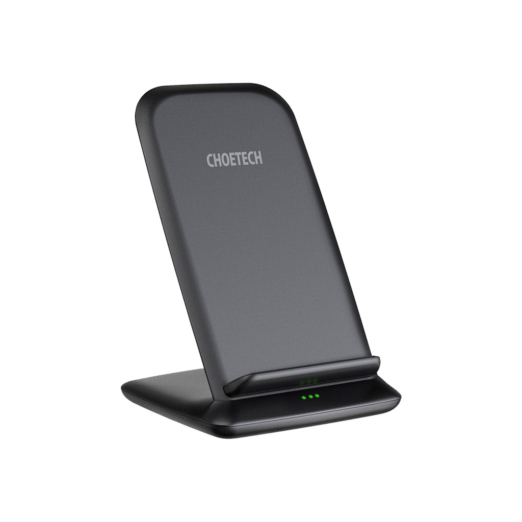 Зарядний пристрій Choetech 15W Fast Wireless Charging Stand 2coils black (T555-F-BK) - зображення 2