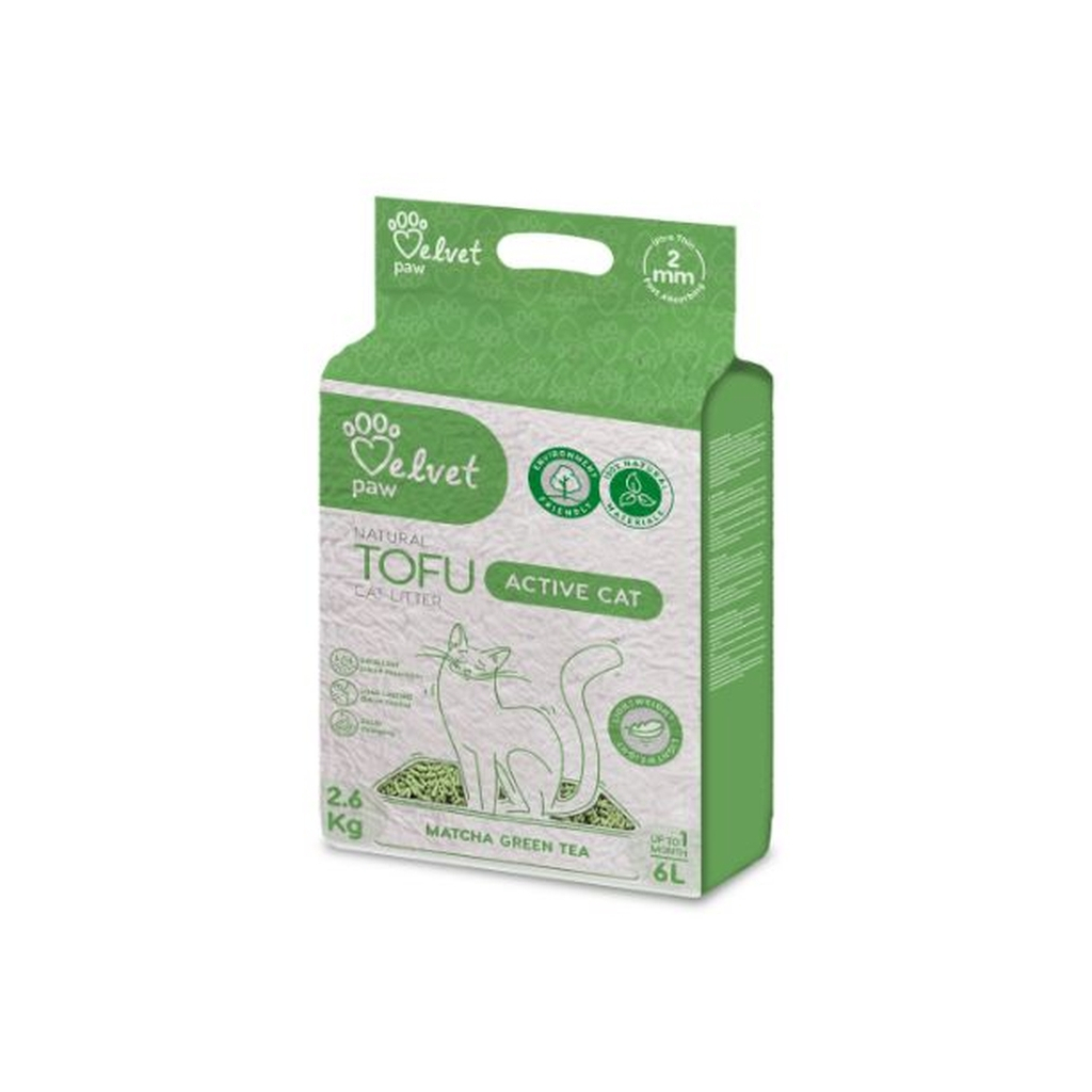Наповнювач для туалету Velvet Paw TOFU для активних котів з екстрактом зеленого чаю матчу (2 мм) 2.6 кг (TOF70053) - зображення 1