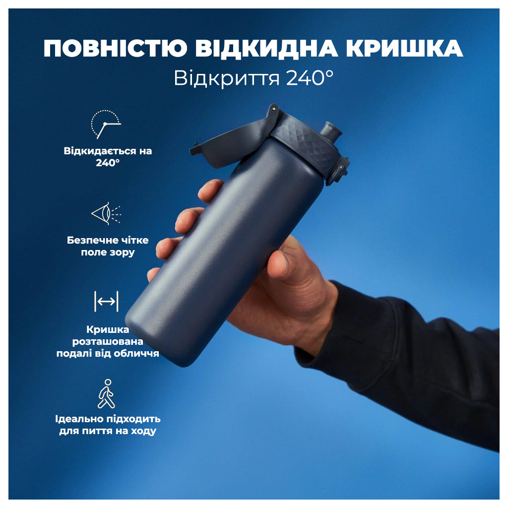 Пляшка для води ION8 OneTouch Vacuum Insulated 500 мл Navy (I8TS500NAVY) - зображення 7