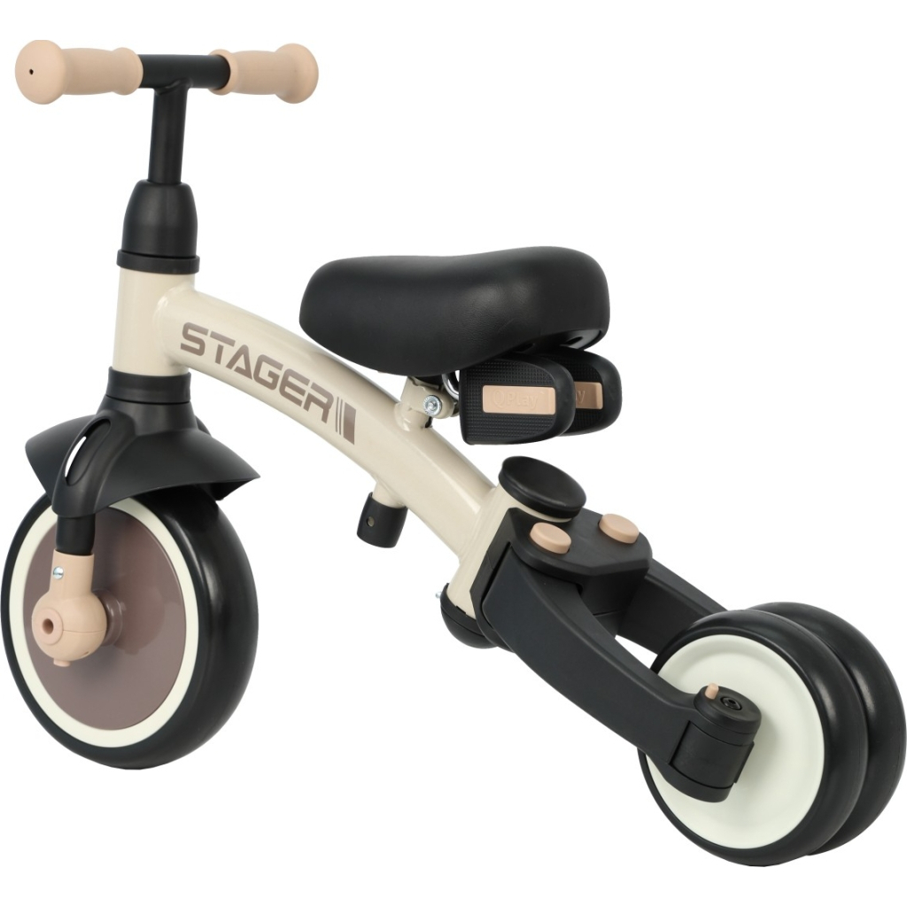Дитячий велосипед QPlay Stager 3 в 1 з ручкою, біговел, Beige-Brown (T80STAGERBeigeBrown) - изображение 5