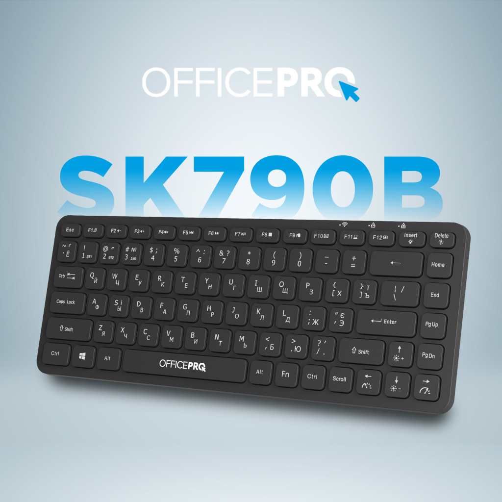 Клавіатура OfficePro SK790B Wireless/Bluetooth Black - зображення 5