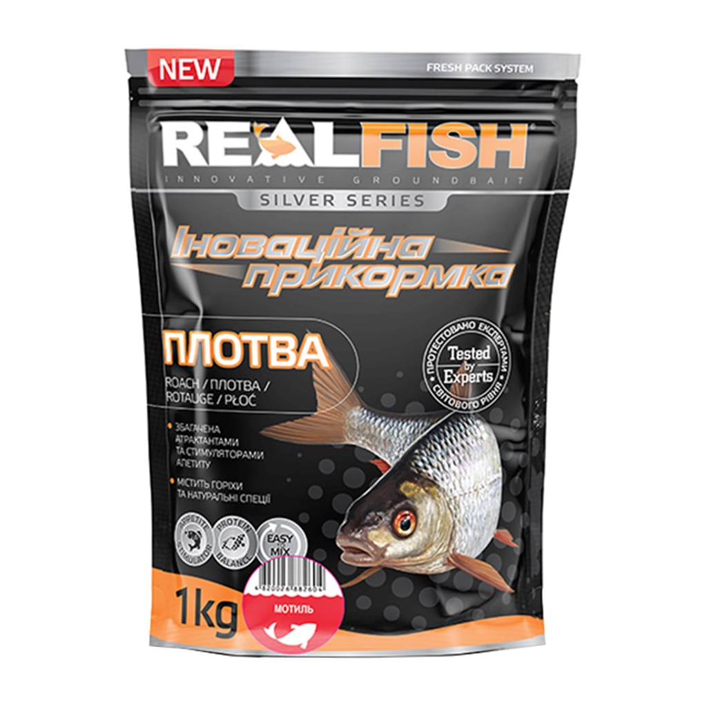 Прикормка Real Fish Silver Series Плотва Мотиль 1kg (809.00.35) - зображення 1