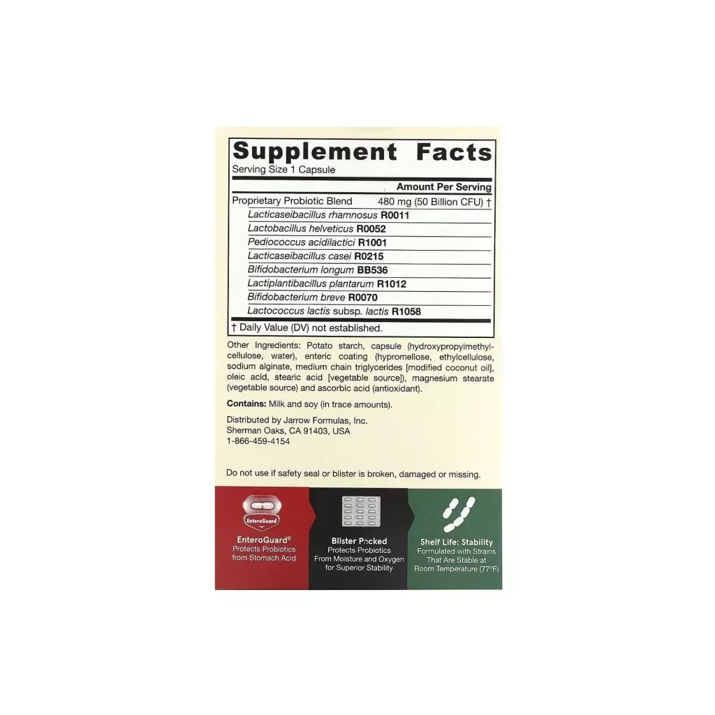 Пробіотики Jarrow Formulas 50 млрд КУО, Jarro-Dophilus EPS, 30 вегетаріанських капсул (JRW-03071) - зображення 2