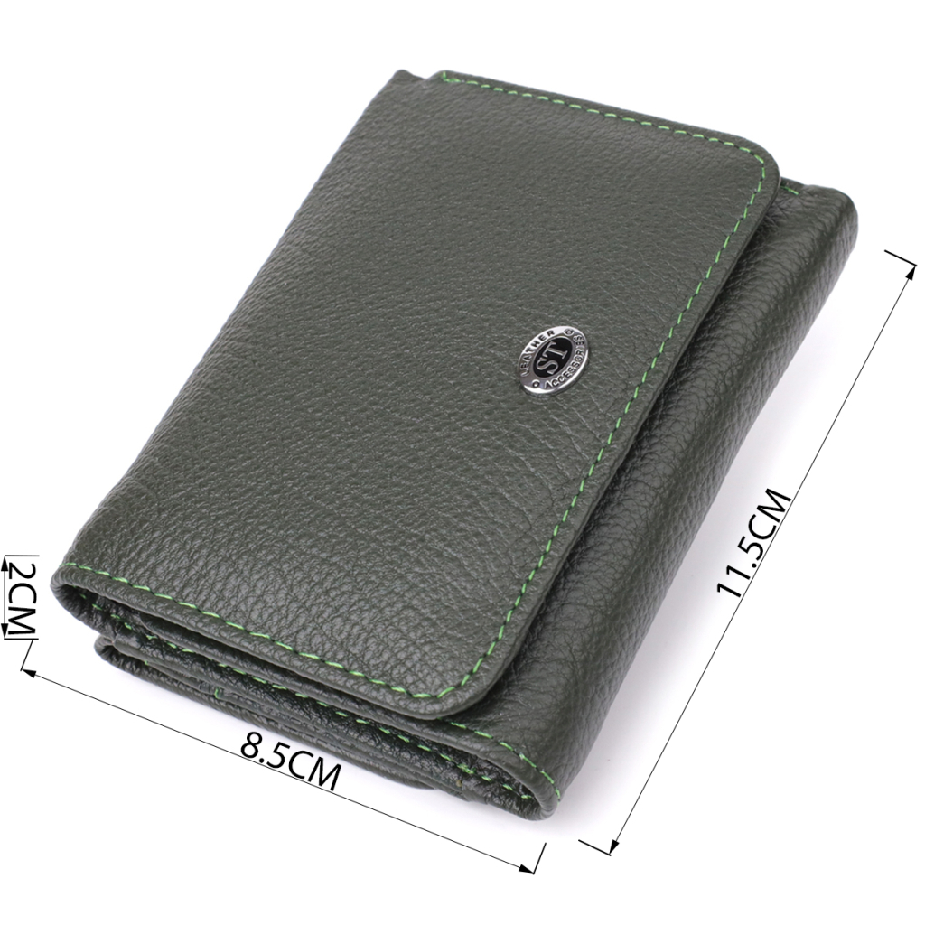 Гаманець ST Leather З натуральної шкіри Зелений (23072) - изображение 3