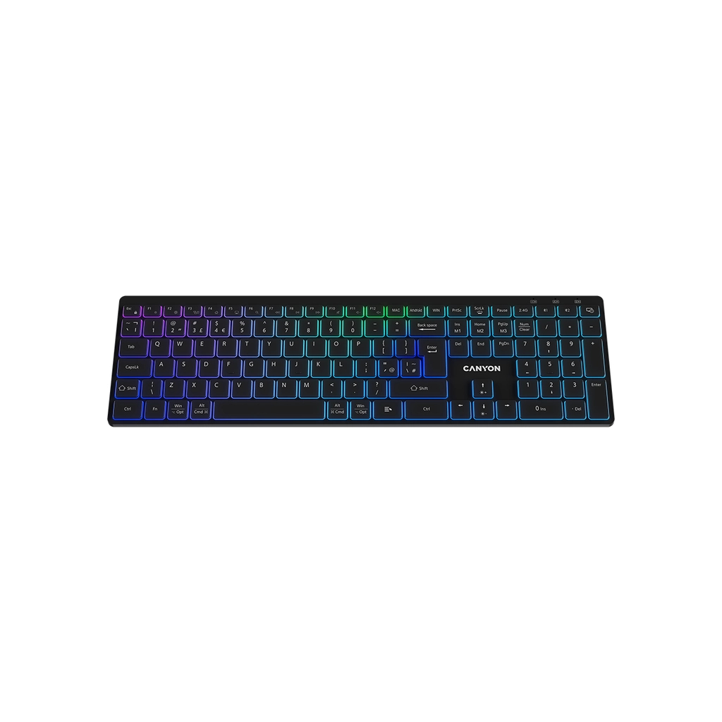 Клавіатура Canyon HKB-W11 Slim Dual Mode Wireless/Bluetooth RGB UA Black (CNS-HBTK11B) - зображення 3