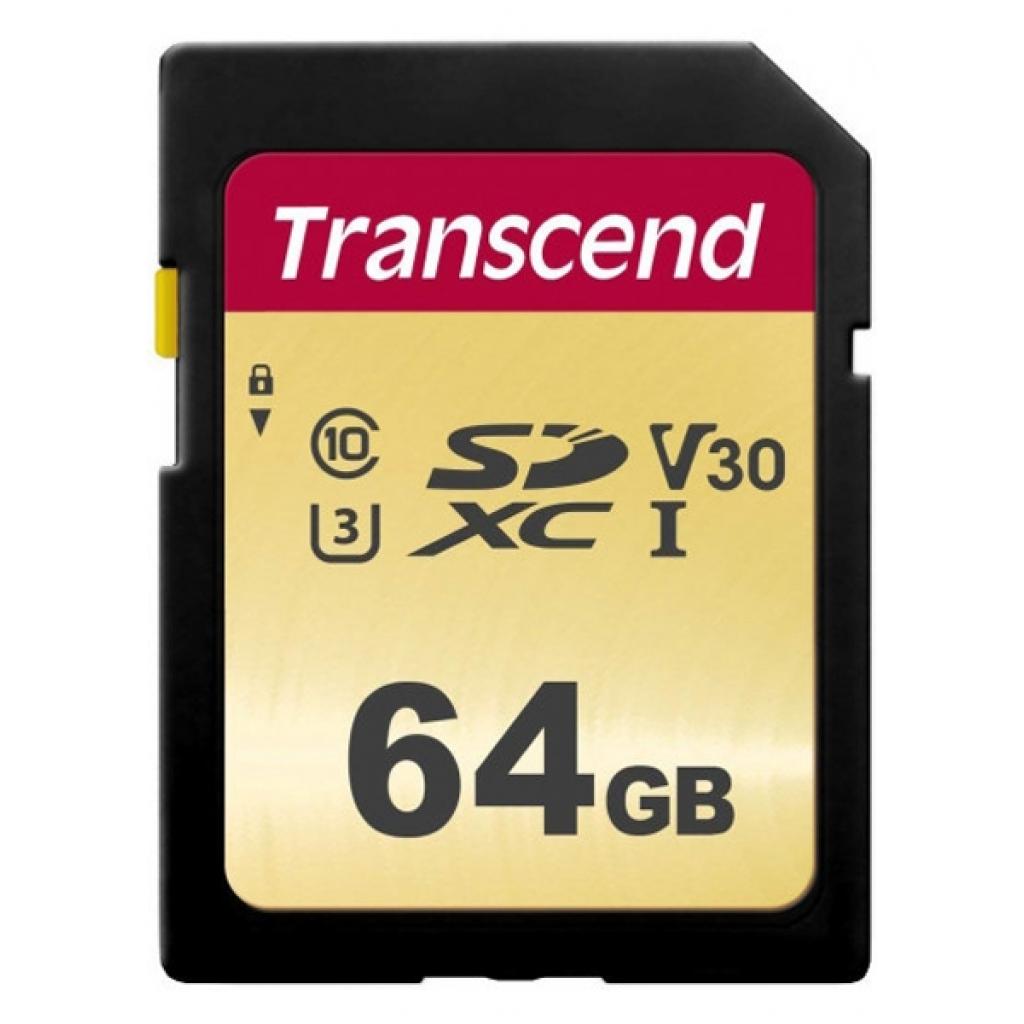 Карта пам'яті Transcend 64GB SDXC class 10 UHS-I (TS64GSDC500S) - зображення 1