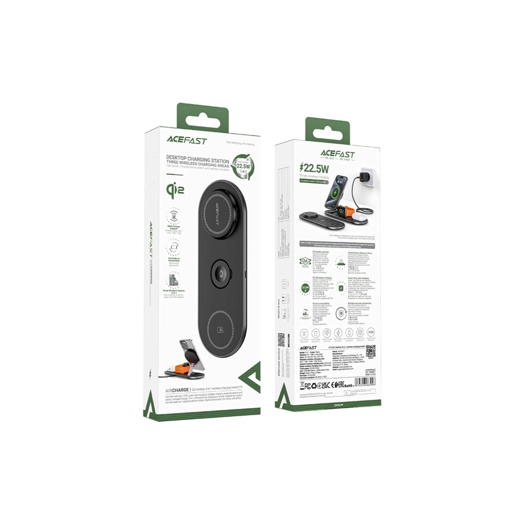 Зарядний пристрій Acefast Wireless QI 3in1 15W E19 Qi2 (6974316283096) - зображення 5