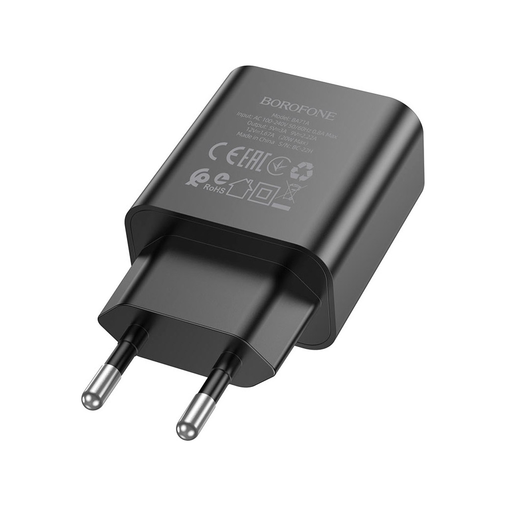 Зарядний пристрій BOROFONE BA71A Power USB-C PD20W Black (6974443387957) - зображення 3