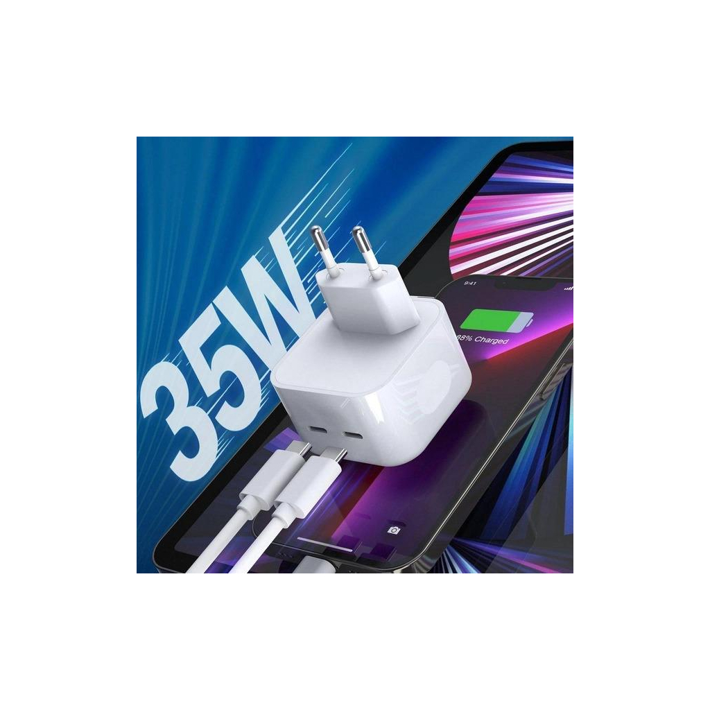 Зарядний пристрій XO QC 3.0 L102 35W/2 USB-C White (XO-L102-WH) - зображення 4