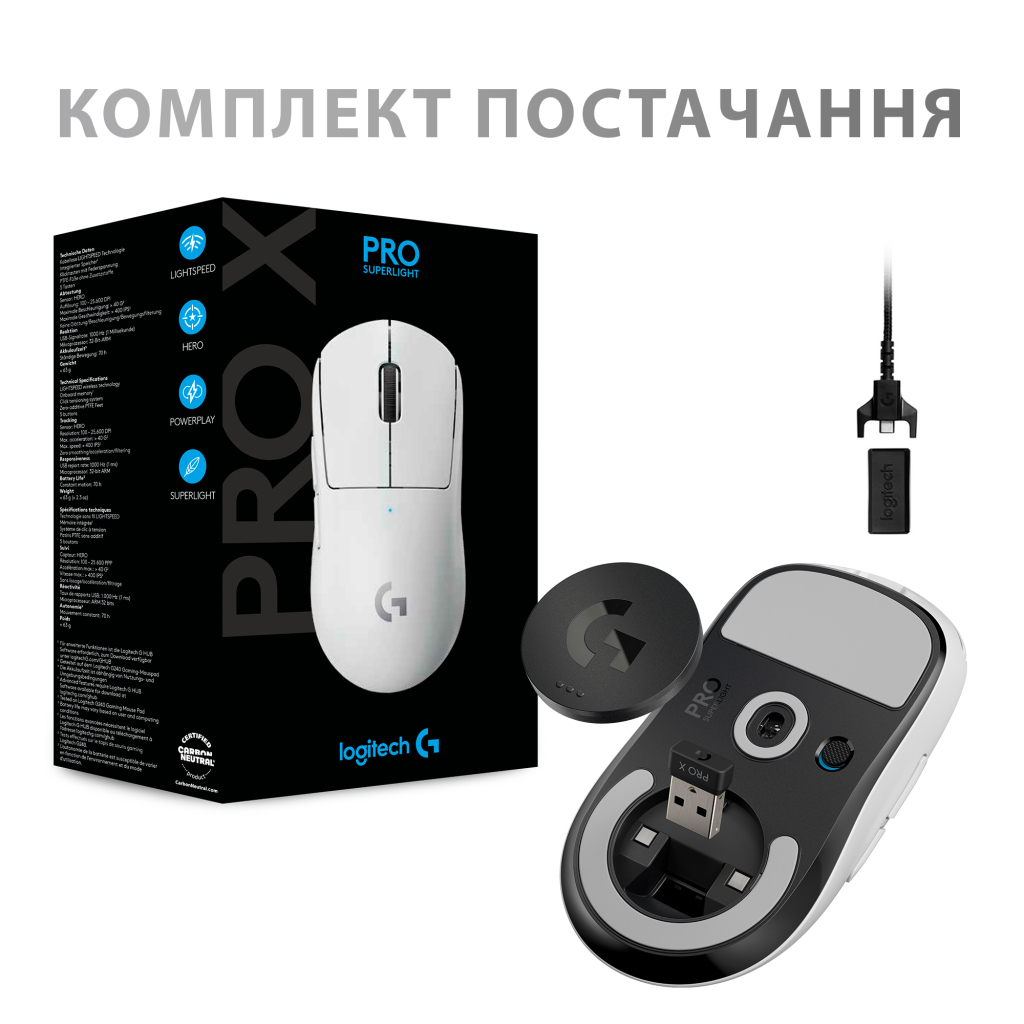 Мишка Logitech G Pro X Superlight Wireless White (910-005942) - зображення 10