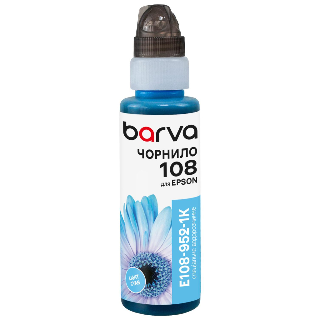 Чорнило Barva Epson 108 100 мл, Light Cyan, флакон OneKey (1K) (E108-952-1K) - зображення 1
