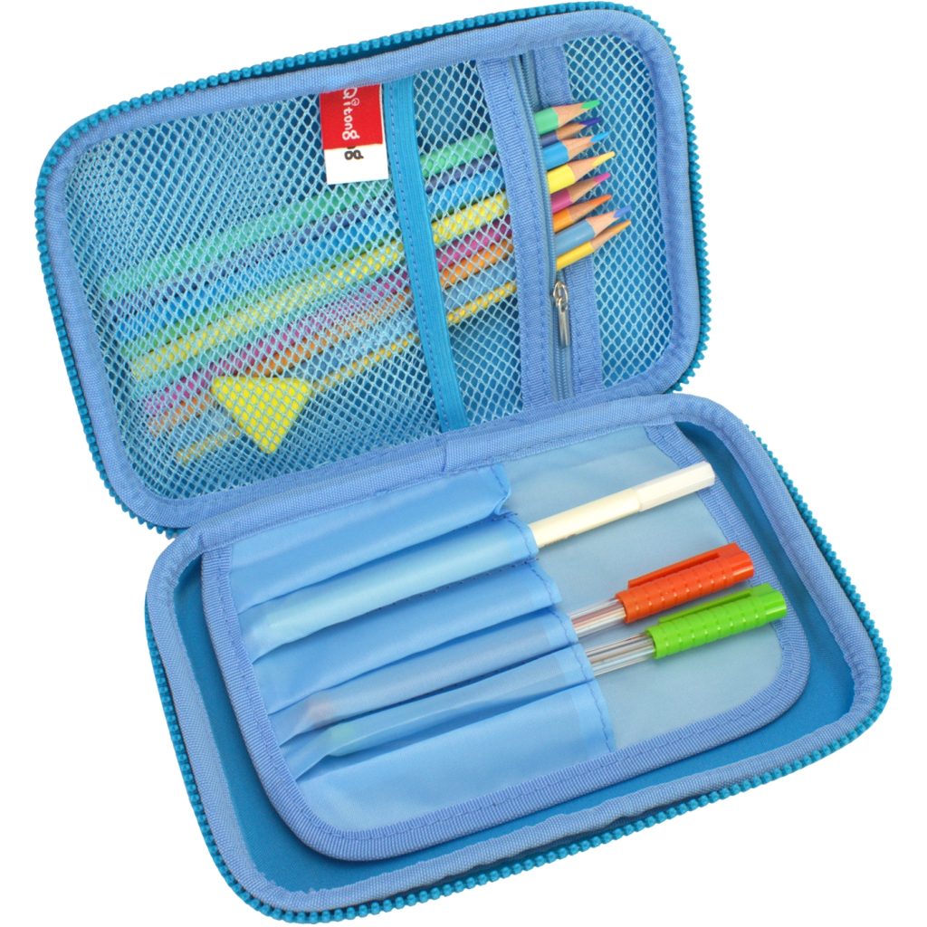 Пенал Cool For School з тисненням 1 відділення Блакитний (QT-3992-Blue) - зображення 2