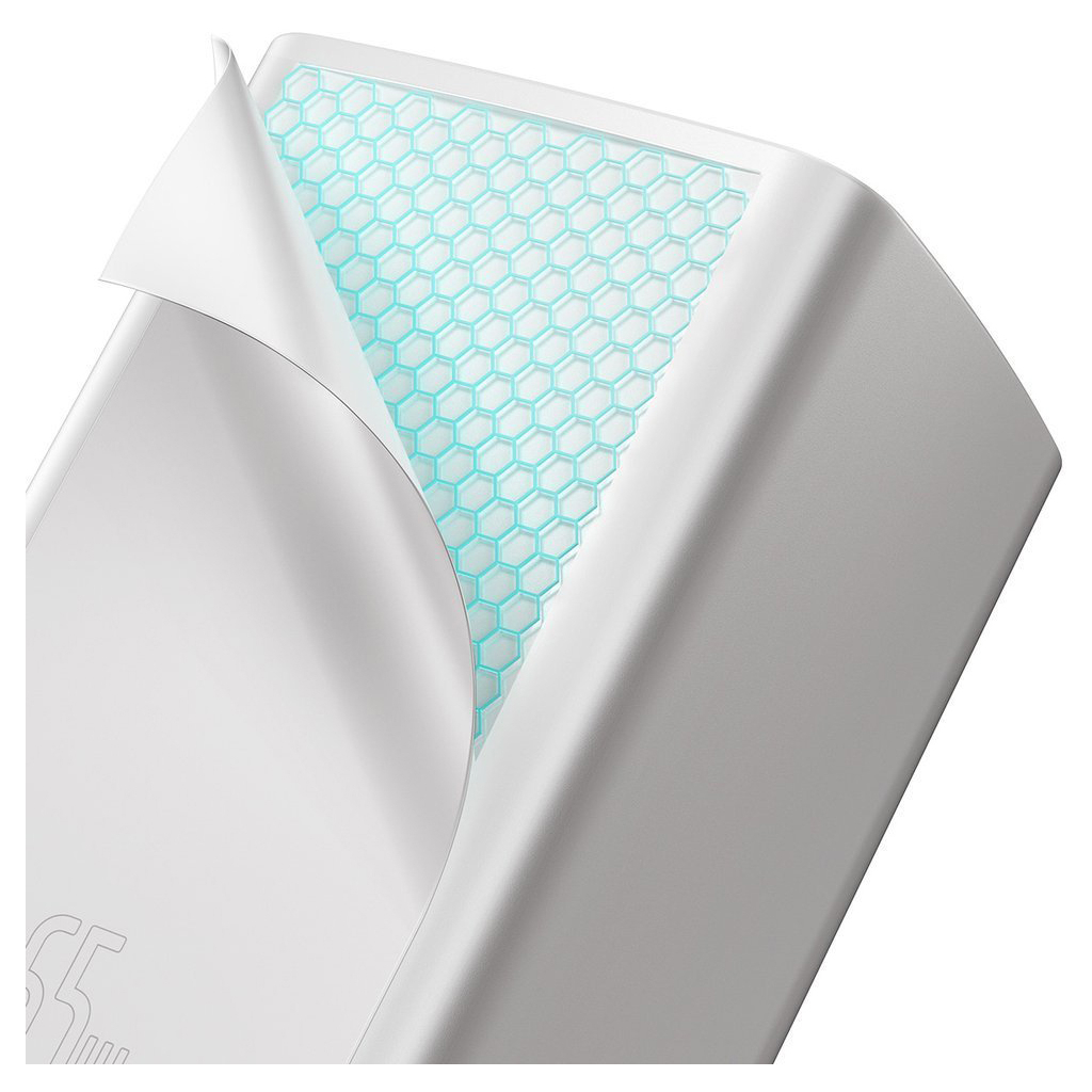 Зарядний пристрій Baseus 2xUSB 65W GaN (USB-C+USB-A) white (CCGAN2L-B02) - зображення 6