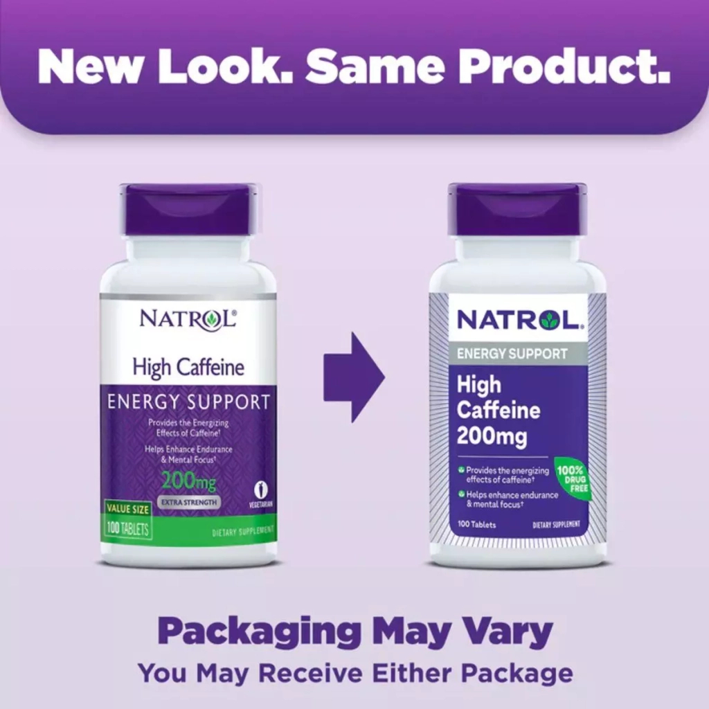 Вітамінно-мінеральний комплекс Natrol Кофеїн високоефективний, 200 мг, High Caffeine, 100 таблеток (NTL-04794) - зображення 3